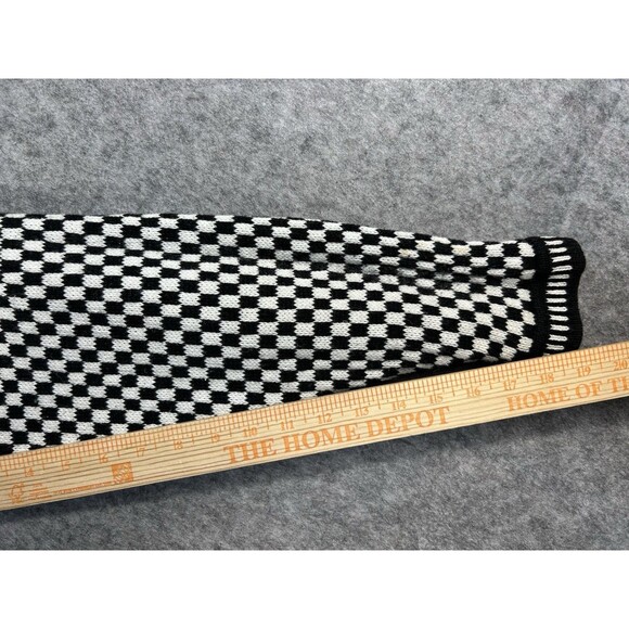 Vintage Keds Black White Checker Knit Jacquard Sweater V-Neck Oversized Sz L? - Picture 6 of 10